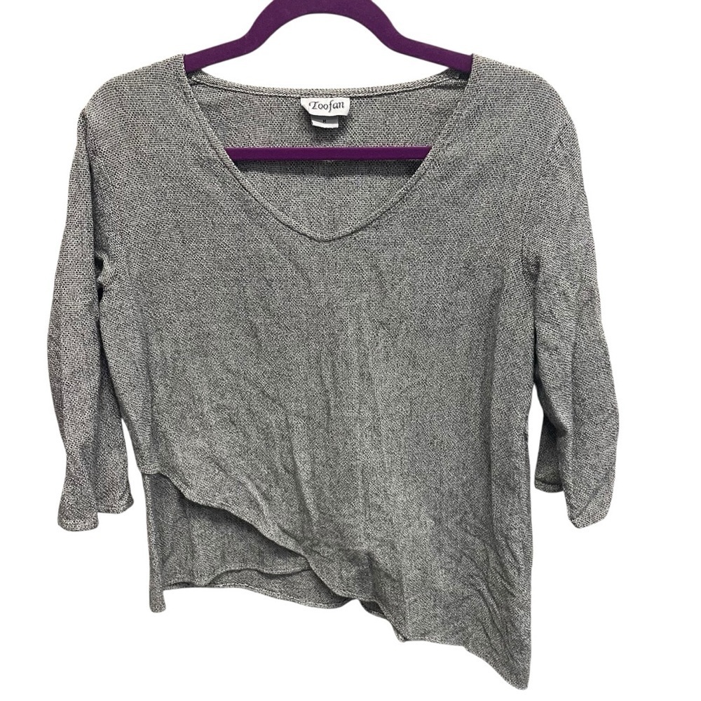 Toofan women’s asymmetric top cotton textured knit size medium lagenlook